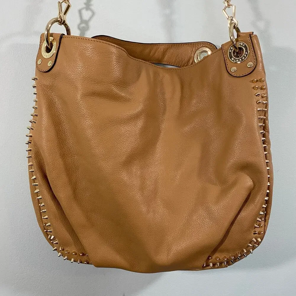 Rebecca Minkoff Tan Spikes Whipped Chelsea Leather Shoulder Bag Crossbody Strap